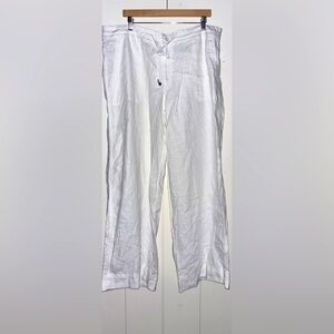 Lauren Ralph Lauren Jovonie Linen Wide Leg Pull On Pants Women 16 Summer Beach